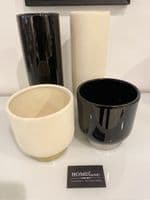 Carly Ceramic Pedestal Vase, Black Silver Base, Small